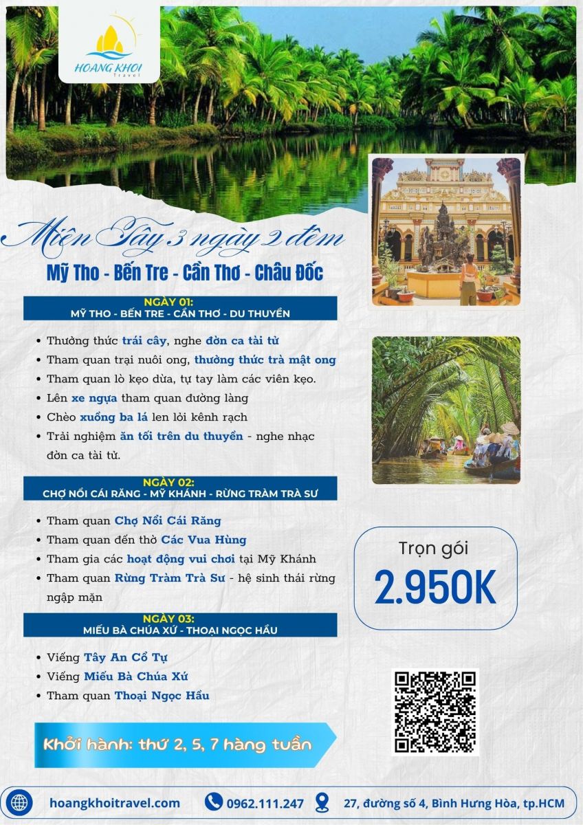 Tour Mien Tay 3 ngay 2 dem hang tuan