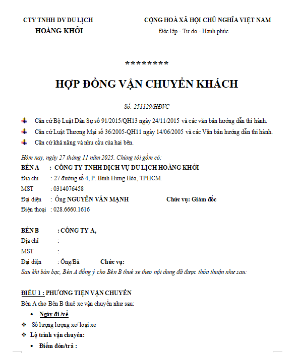 hop dong mau thue xe du lich