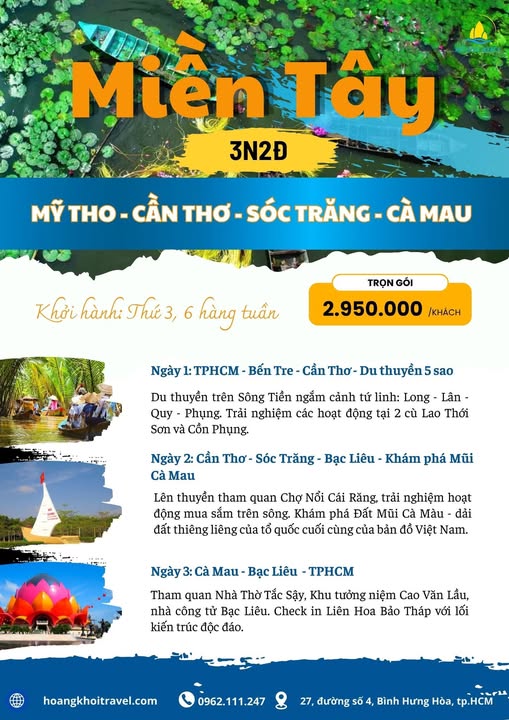 tour ca mau 3 ngay 2 dem 2026